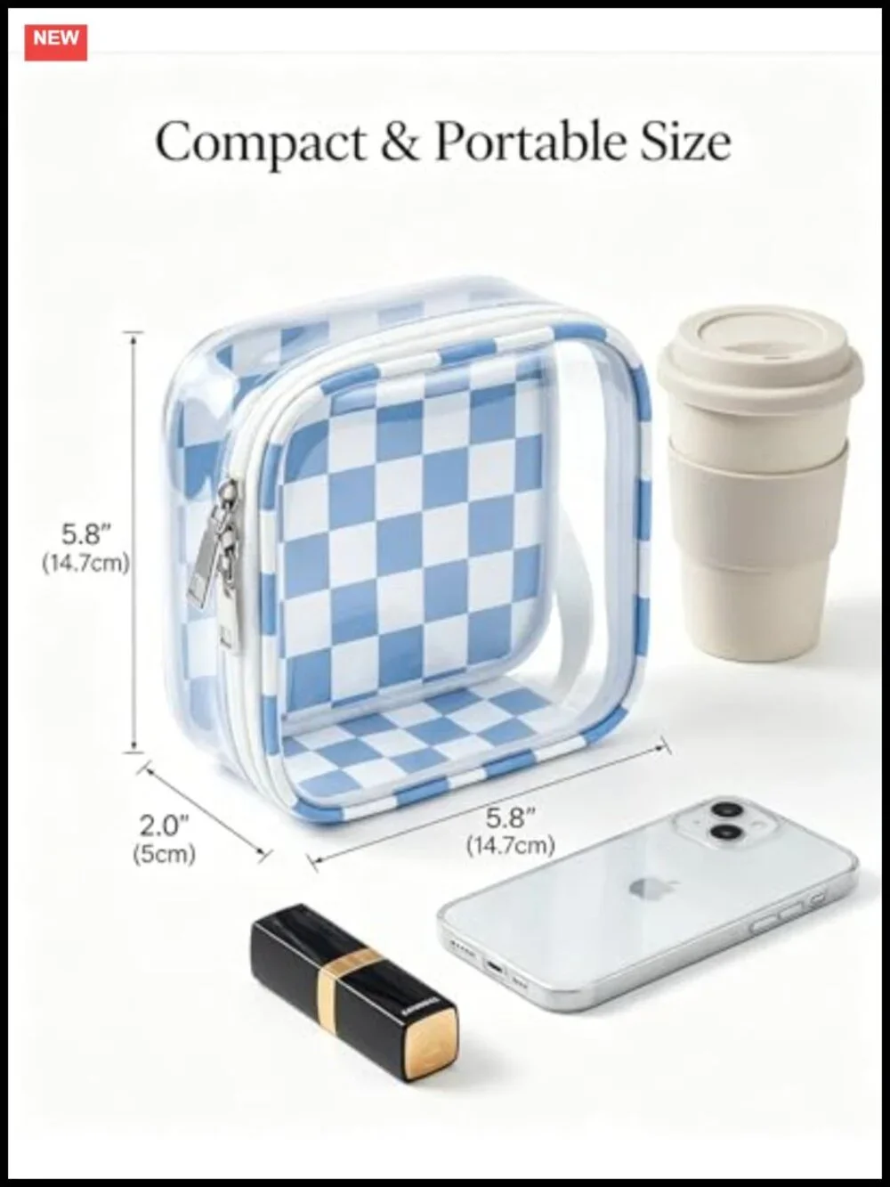 Clear Makeup Bag Mini Travel Toiletry Case with Wrist Strap